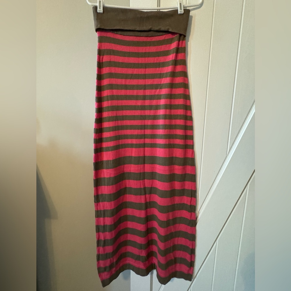 Trina Turk Los Angeles Size‎ Small Tube Dress Knit Sweater Striped Pink Brown